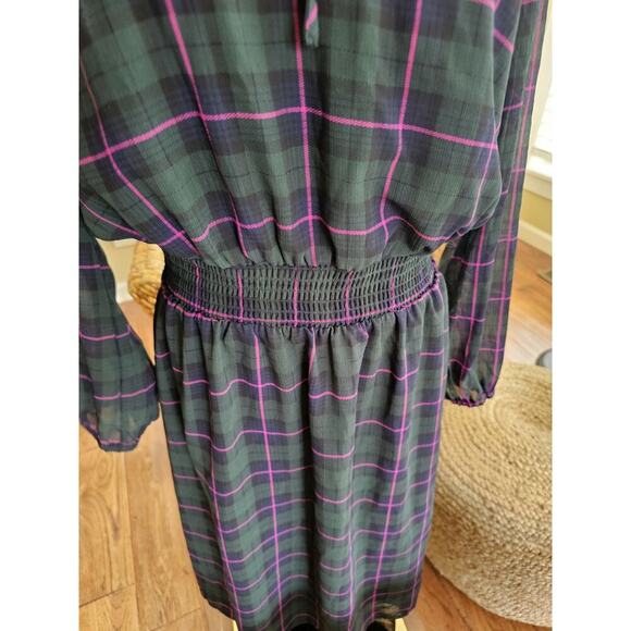 J. Crew Tartan Plaid Dress Ruffle Tie Collar Puff Sleeve Academia Preppy M NWT - Picture 5 of 14